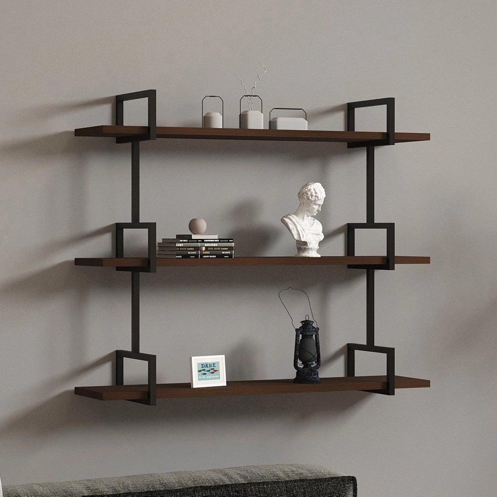 Vibrata, Mensola 3 Ripiani, 87x23x76h cm Marrone Noce
