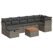 Set Divano da Giardino 8 pz con Cuscini Grigio in Polyrattan 3264735