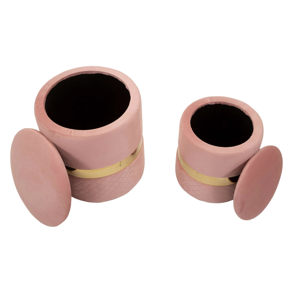 Maun, Pouf Contenitore set da 2, 37x37x42h cm Rosa
