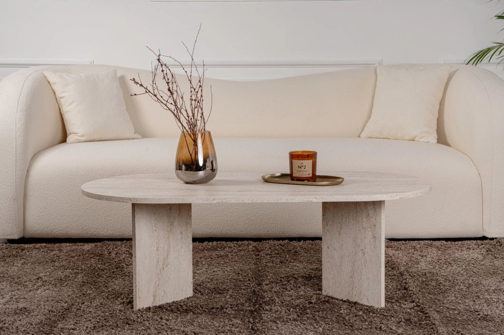 Tavolino da caffè in legno "Sabbia" - 60 x 119 x 40 cm - Travertino