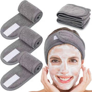 5 Cinture per Capelli in Microfibra per Spa, Design Donna, con Chiusura a Clip, Adatto per Bagni, Applicazione del Trucco e Attività Sportive - grigio