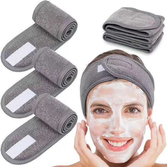 5 Cinture per Capelli in Microfibra per Spa, Design Donna, con Chiusura a Clip, Adatto per Bagni, Applicazione del Trucco e Attività Sportive - grigio