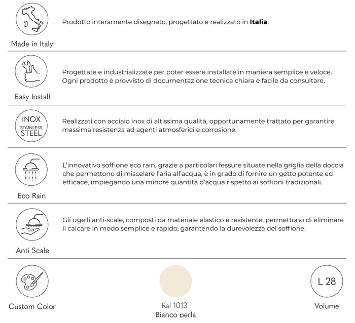 Doccia Solare da Giardino 28L Miscelatore e Lavapiedi Tevere B Bianco Perla