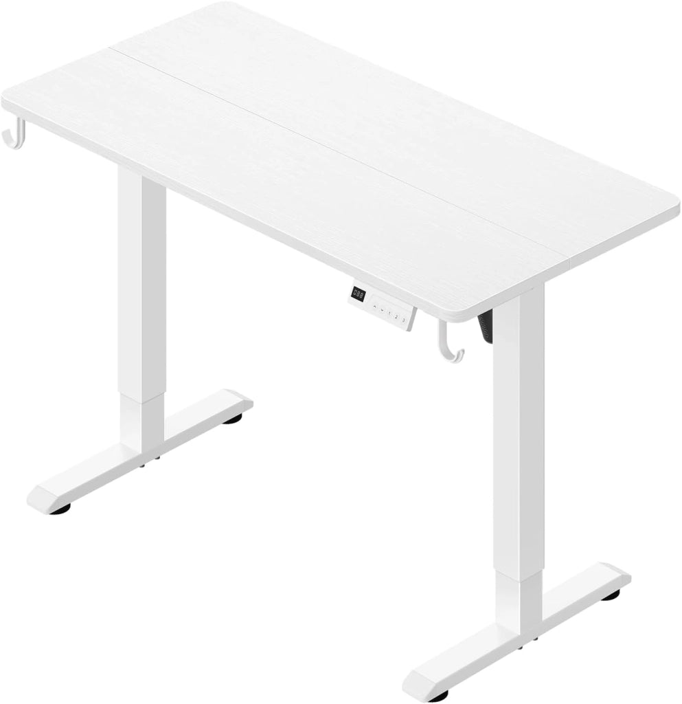 Scrivania Elettrica Regolabile in Altezza 72-118 cm, con 3 Memorie e 2 Ganci – Bianco, Silenziosa, Capacità di Carico 80 kg – per Ufficio, Casa, Gaming e Studio, 100x48 cm
