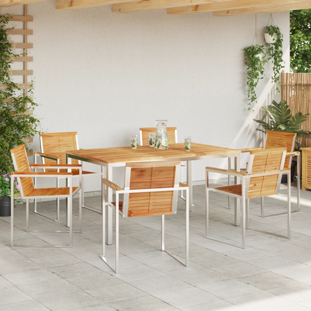 Set da pranzo da giardino  7 pezzi in legno massello di teak