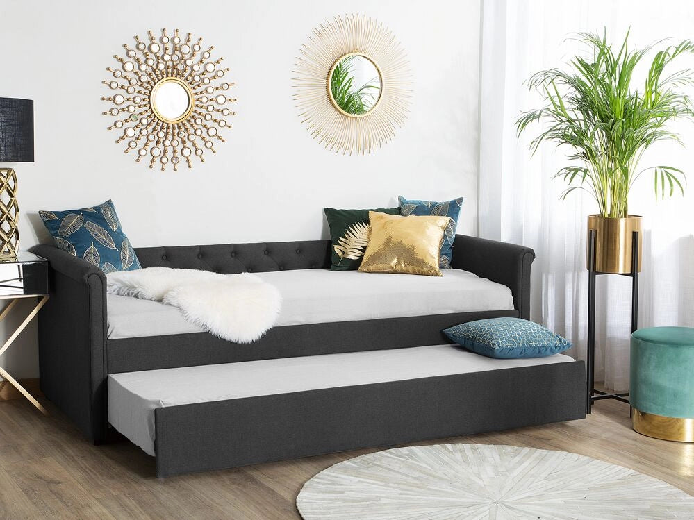 Divano Letto estraibile Rivestimento in tessuto grigio Small Single Size Guest Underbed