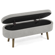 Panca contenitore con coperchio a gas - in chenille e legno - grigio - 110 × 40 × 42 cm