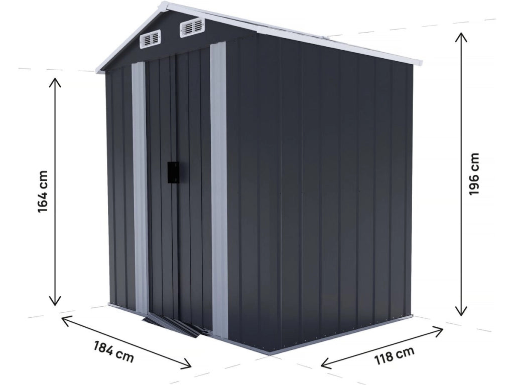 Casetta da giardino in metallo "Boston" con porta scorrevole - 2,17 m² - Grigio