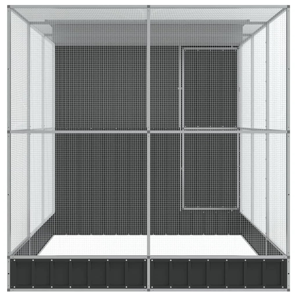 Voliera a gabbia con estensione in argento 416 x 203 x 216 cm acciaio argento 02_0045653