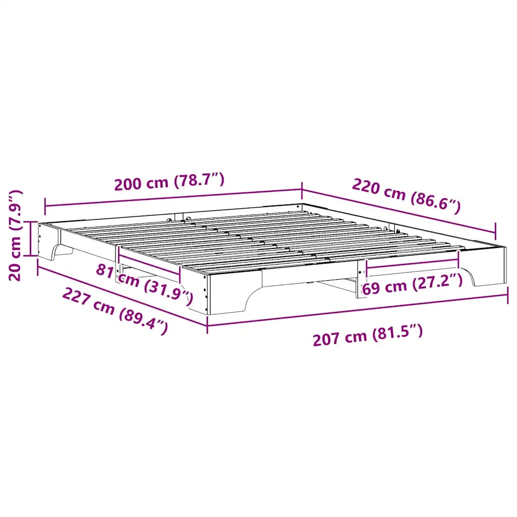 Struttura del letto Bianco 200 x 220 cm Pino massello 872930