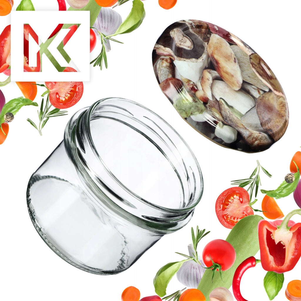 KADAX Barattoli Tartu 235ml 10pz 82mm + coperchi "Funghi"