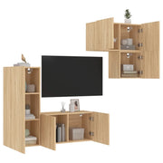 Mobili TV a Muro 4pz Rovere Sonoma in Legno Multistrato 3216430