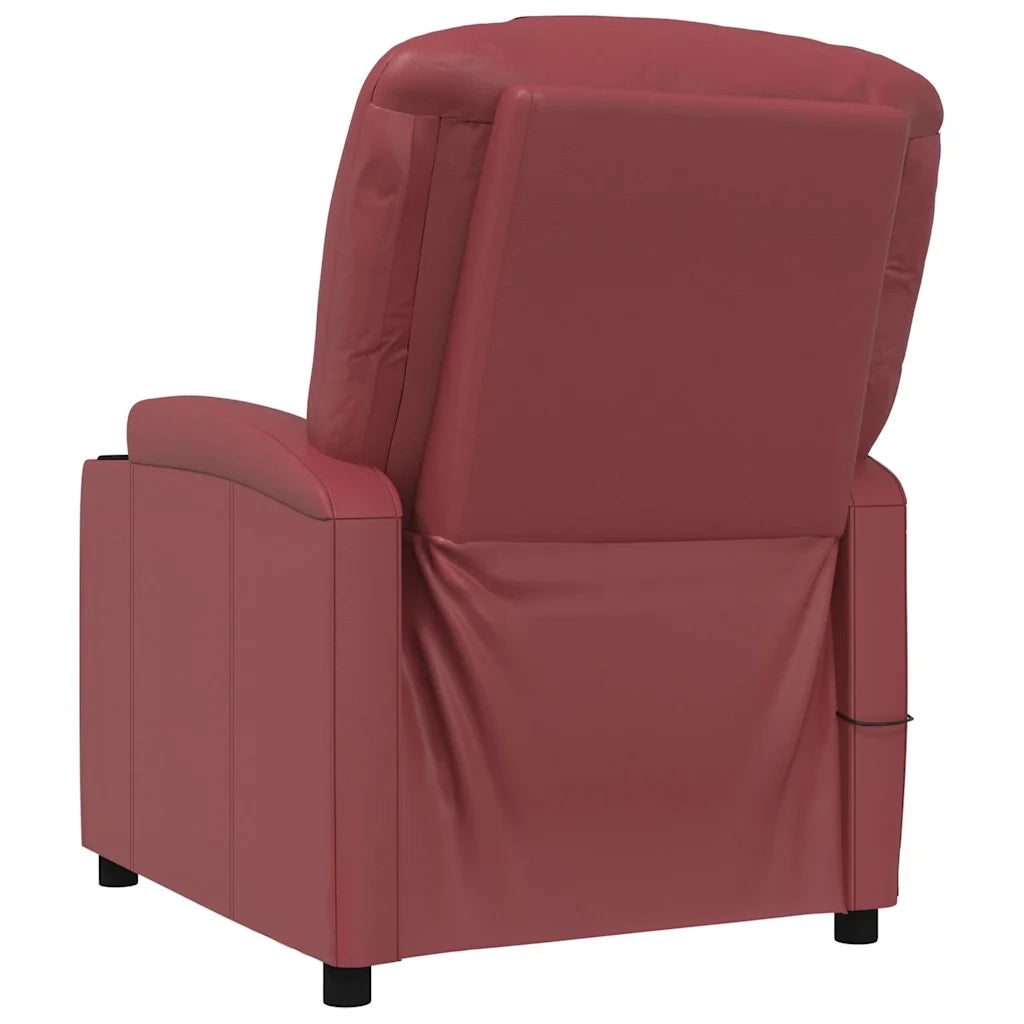 Poltrona Massaggiante Rosso Vino in Similpelle