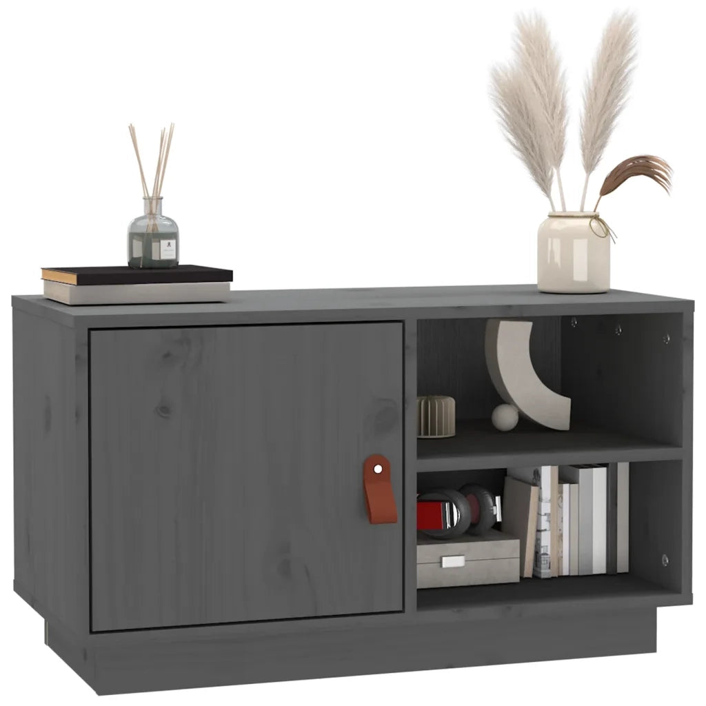 Mobile Porta TV Grigio 70x34x40 cm in Legno Massello di Pino 818237
