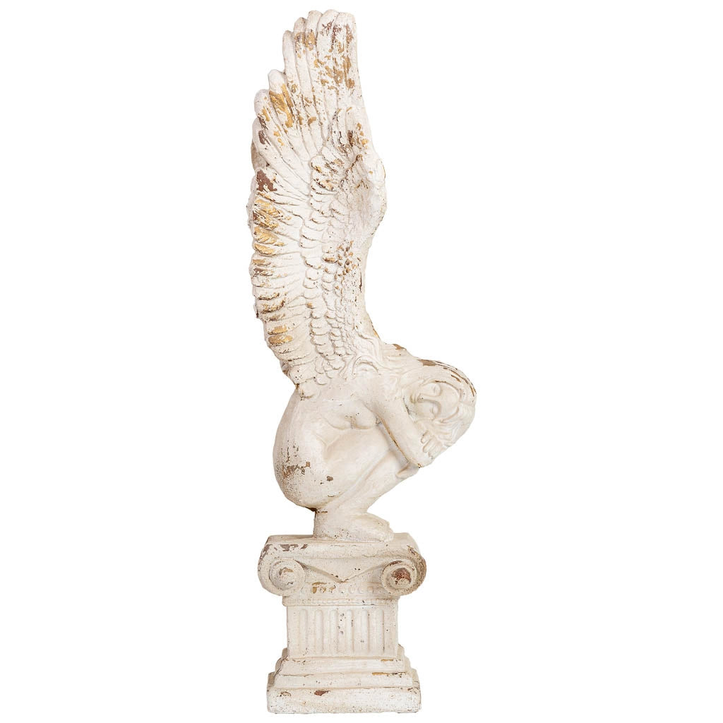 Figura decorativa angelo in magnesio bianco 32x30x95,5h cm