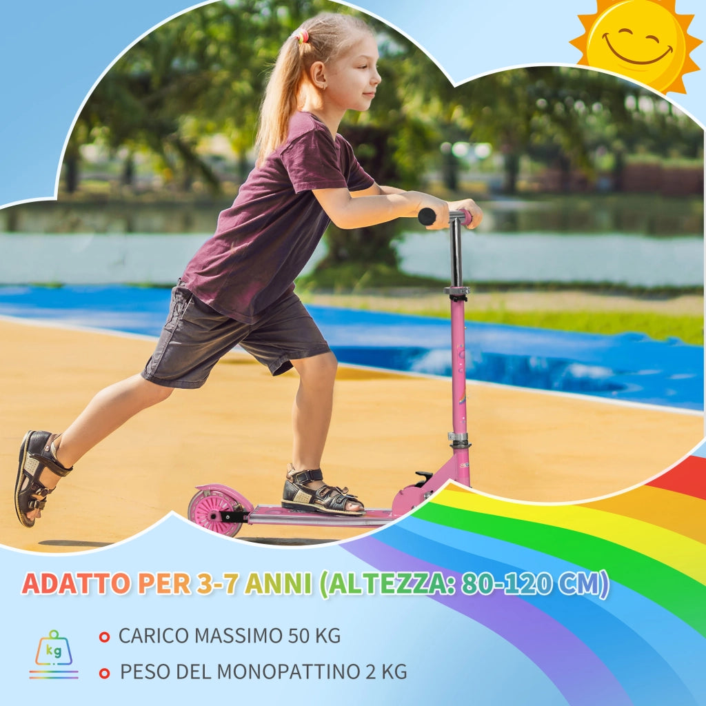 Monopattino per Bambini Pieghevole ¨C zephmum ¨C Rosa 67x30x63/68/73/76 cm