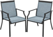 Set di 2 sedie da giardino con schienale alto, sedia in tessuto, sedia da esterno, sedie da sala da pranzo per patio, carico 150 kg, per terrazza, balcone, spiaggia, feste (blu)
