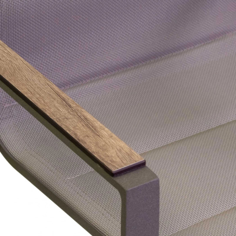 Poltrona alluminio textilene Riverside tortora (bracciolo in hpl) cm 56x66h90