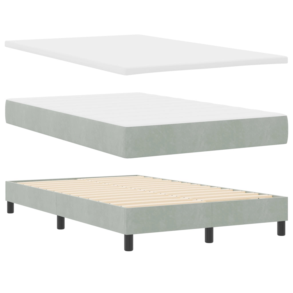 Letto con Box Spring e Materasso  Grigio Chiaro 120x200 cm Velluto