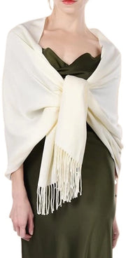 Scialle di lusso in pashmina - Avvolgibile soffice - Con frange - Dimensioni regali - Leggero - Ideale per matrimoni