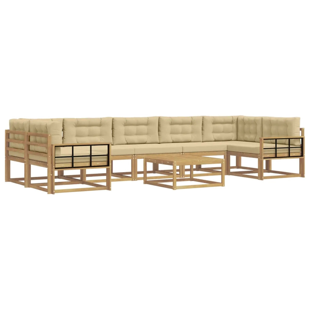 Set di divani da esterno con cuscino 6 pcs Bianco e Beige
