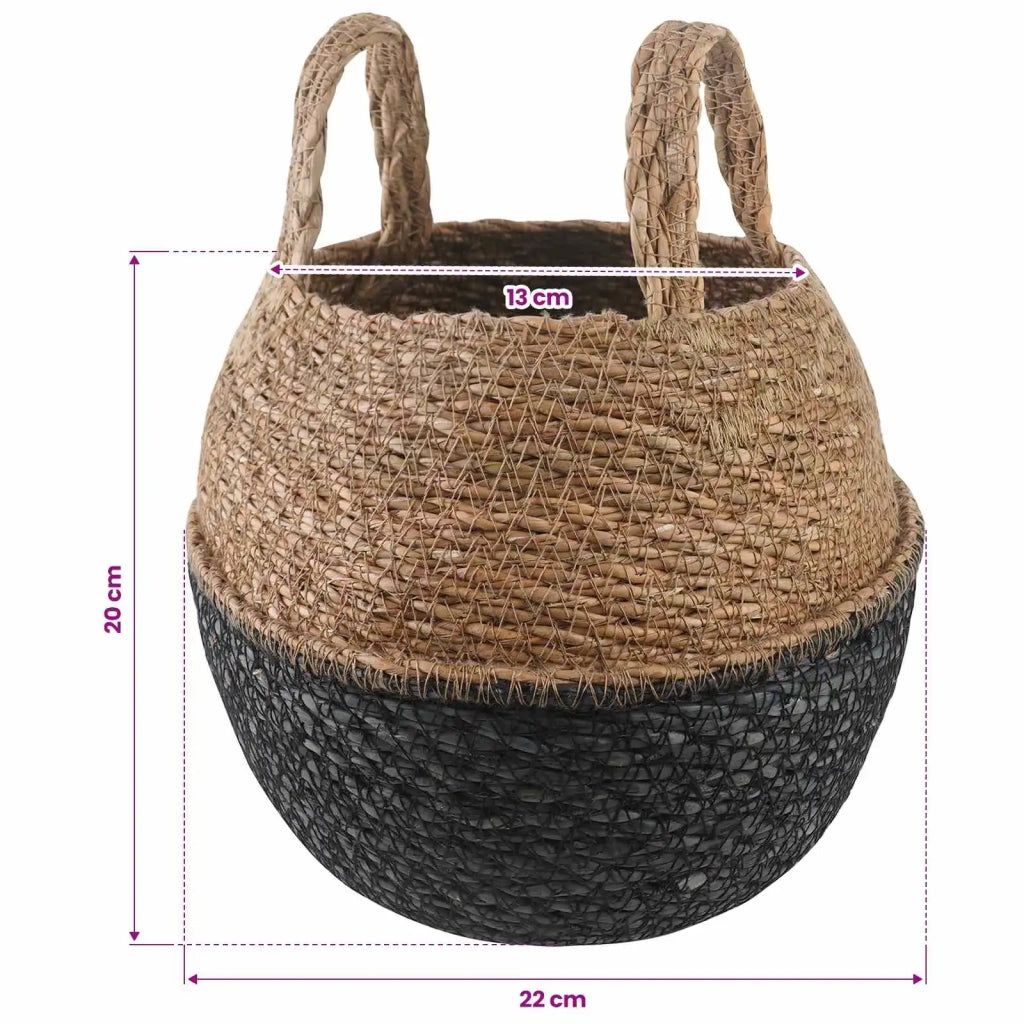 Vaso da fiori con manici 2 pcs Nero Ø 22 x 20 cm 42012261