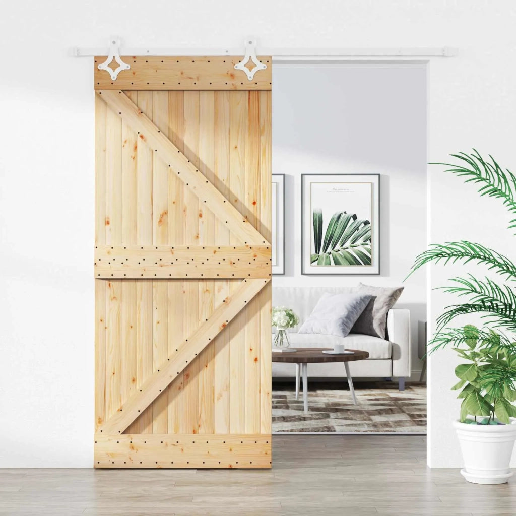 Porta scorrevole Naturale e Bianco 90 x 210 cm