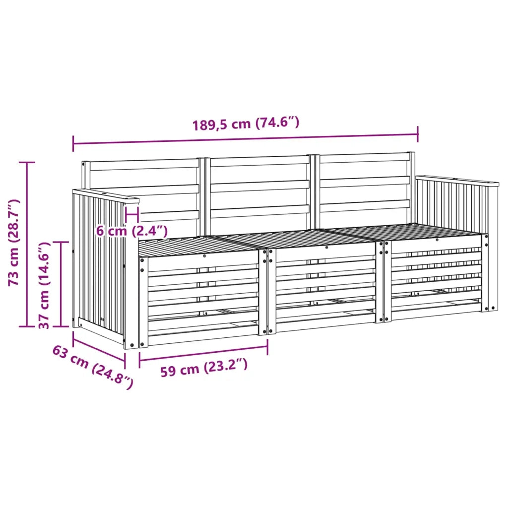Set divani Legno di Acacia Massello 3391309