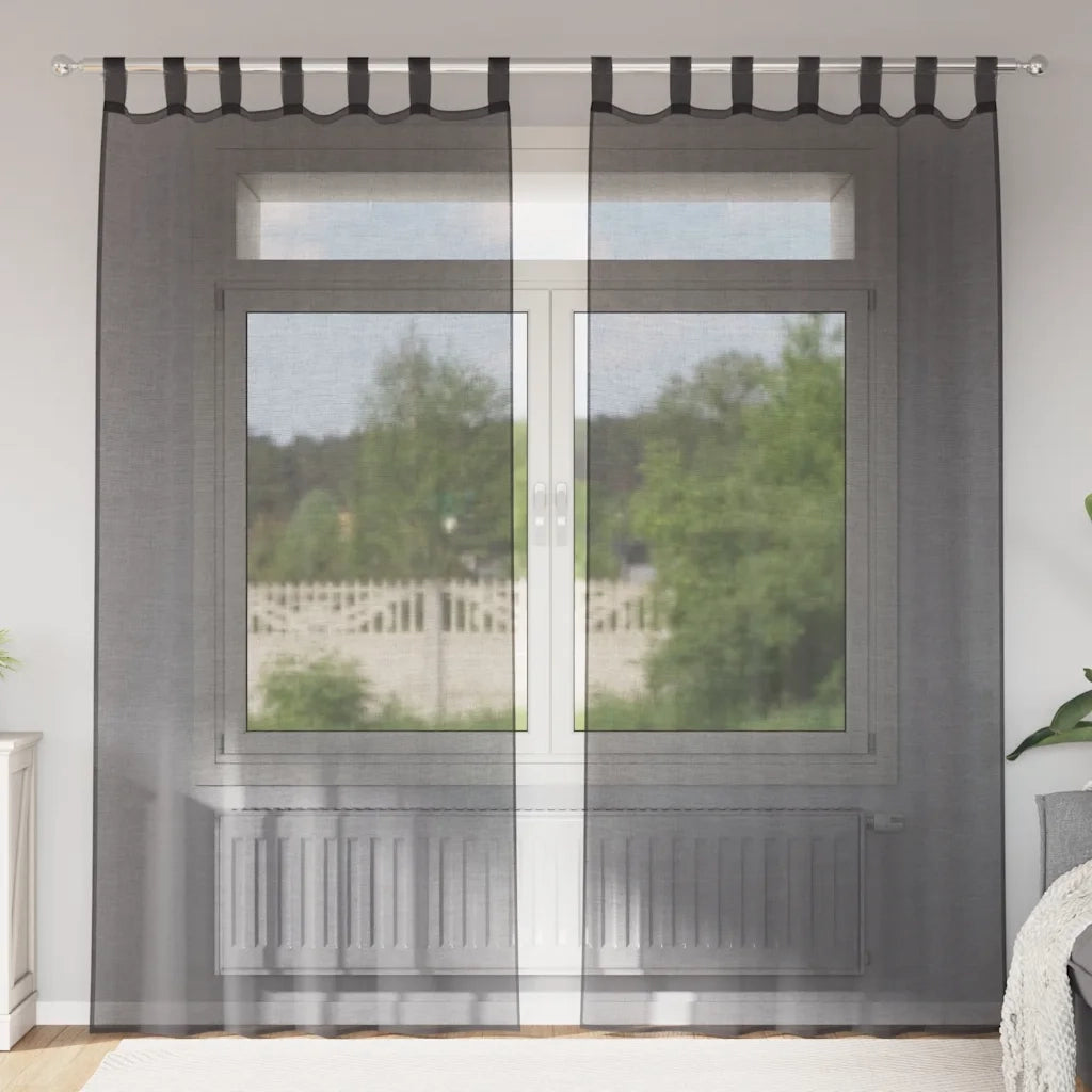 Tende in Voile con Linguetta 2 pz Nero 4102258