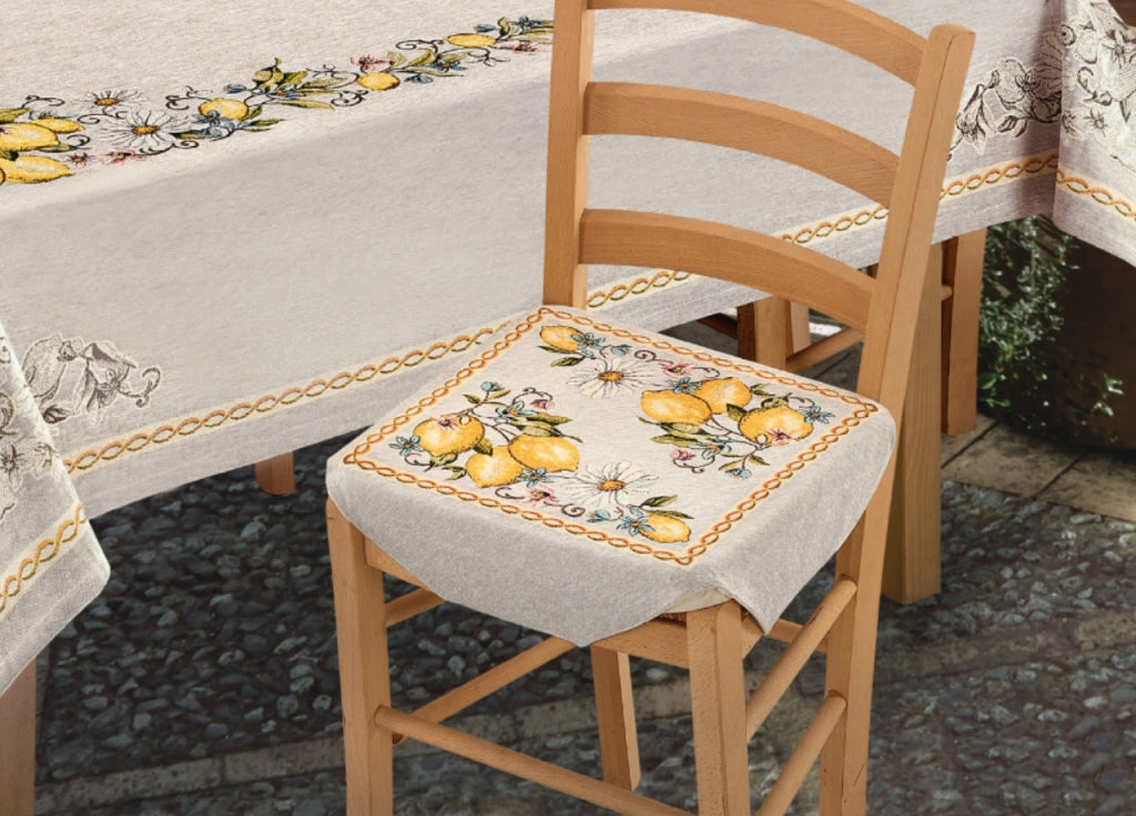 Set Cuscini Coprisedia Imbottiti Cinigliati Sfoderabili Modello Limoni Gialli - Fascia Quadrata 2Pz - Limoni