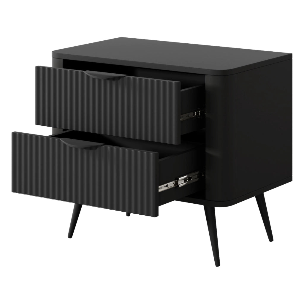 Baari, Comodino 2 Cassetti, 63x38x55h cm Nero