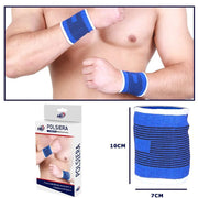 Trade Shop - Coppia Polsini Elastici Per Polso Fitness Sport Anallergico Protezione Blu -