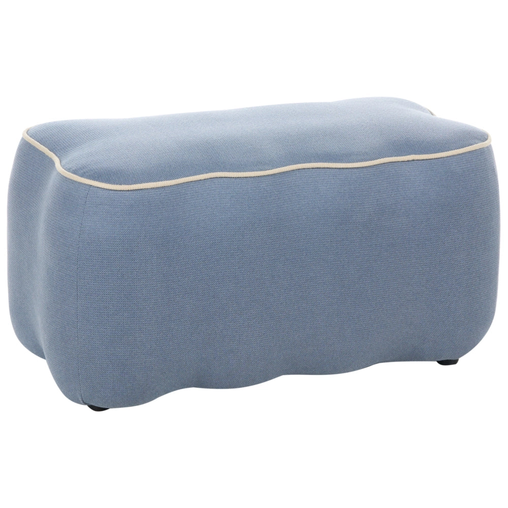 Panca rettangolare in tessuto azzurro 69 x 38, poggiapiedi, elemento decorativo per soggiorno e camera da letto