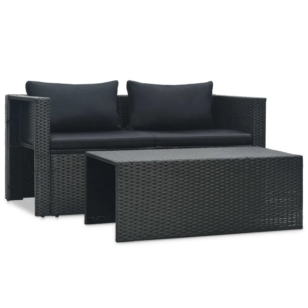 Set Divani da Giardino 6 pz con Cuscini in Polyrattan Nero 47809