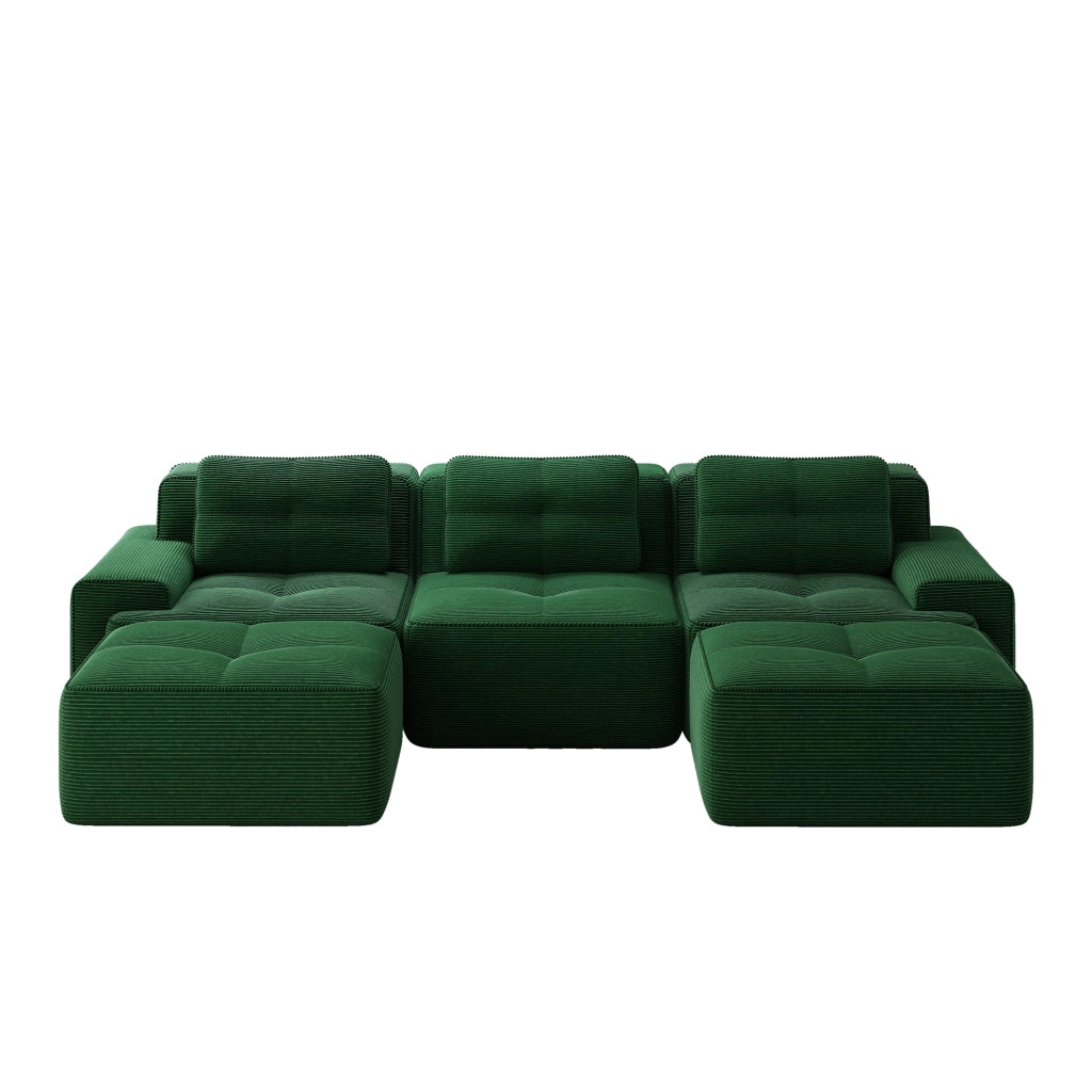 divano modulare nuvola senza montaggio con seduta profonda; base antiscivolo; in velluto a coste verde