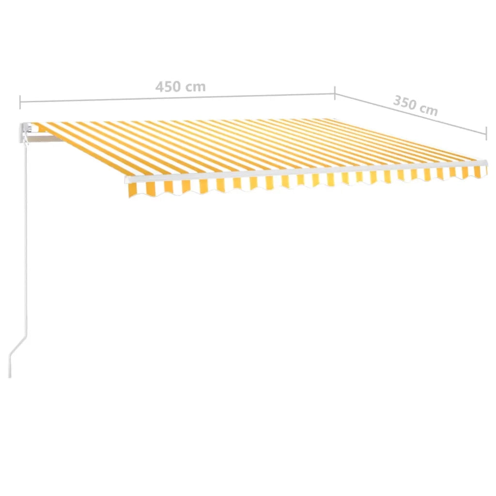 Tenda da Sole Retrattile Manuale LED 450x350 cm Giallo Bianco 3069003