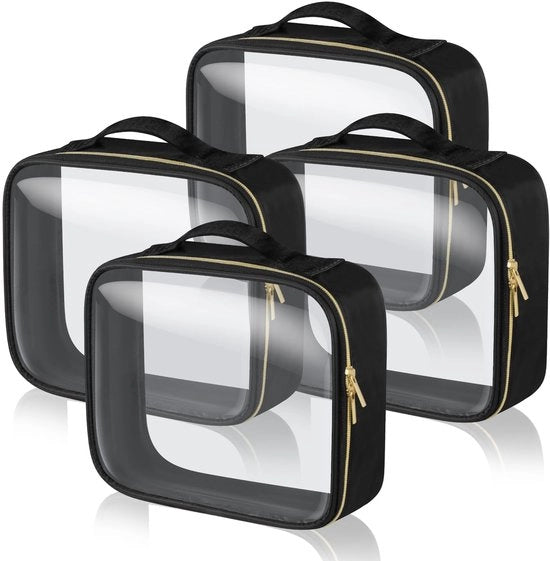 Toilette trasparente, borsa cosmetica trasparente, sacchetto di plastica trasparente impermeabile, borsa di toilette TSA autorizzata, per famiglie, uomini e donne