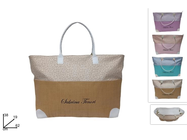 1 Pezzo Borsa Mare con Stampa Fiorellini Ricamati 38 x 19 x 62 cm 4 Colori