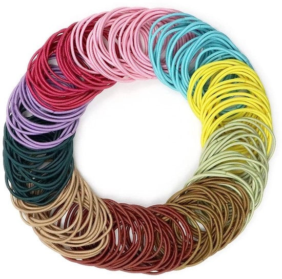 Elastici multicolor per donne e bambini - 200 pezzi - 4,5 cm - adatti per acconciature a coda di cavallo