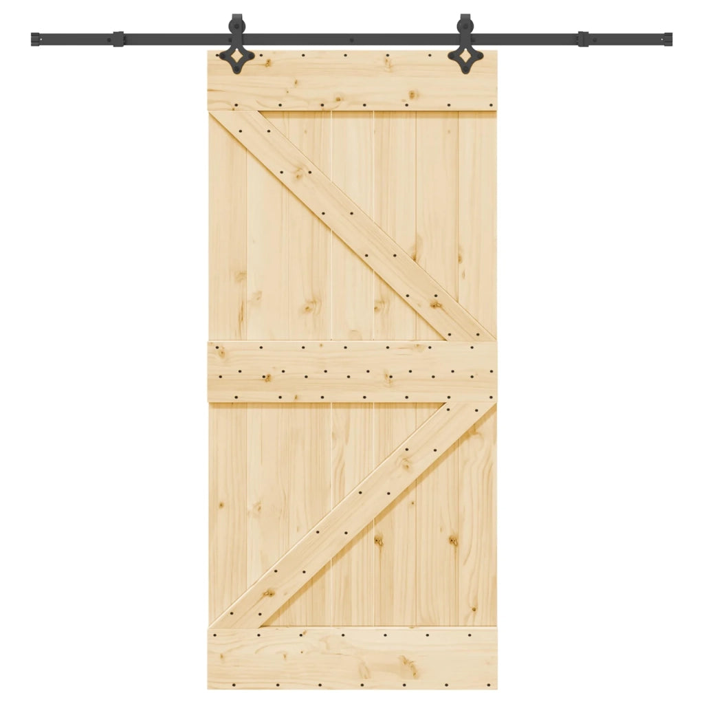 Porta scorrevole NARVIK Naturale e Nero 95 x 210 cm (213,5 cm) 3445235