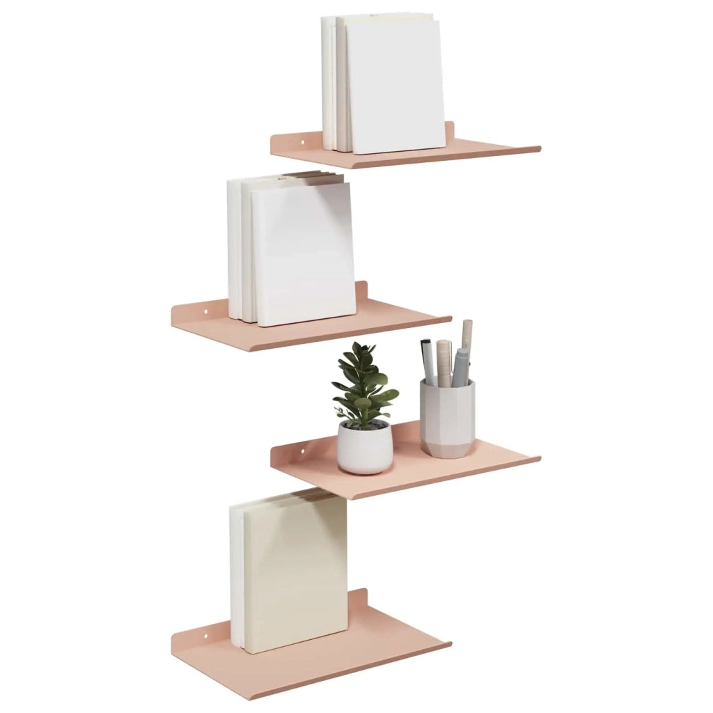 Mensola sospesa 4 pcs Rosa 30 x 18 x 2,5 cm Acciaio