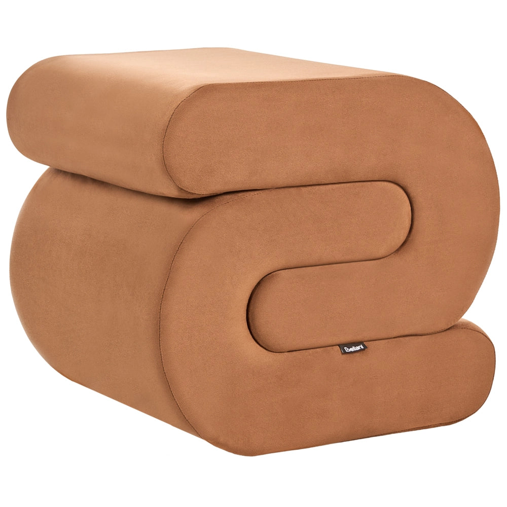 Pouf imbottito in velluto a forma di S marrone oro soggiorno stile moderno