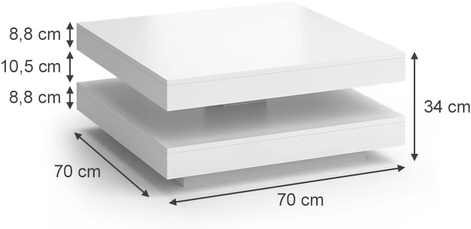 Tavolino da caffè Elias, Bianco, 70 x 70 cm, per l'utilizzo come superficie d'appoggio e per una suddivisione flessibile degli spazi