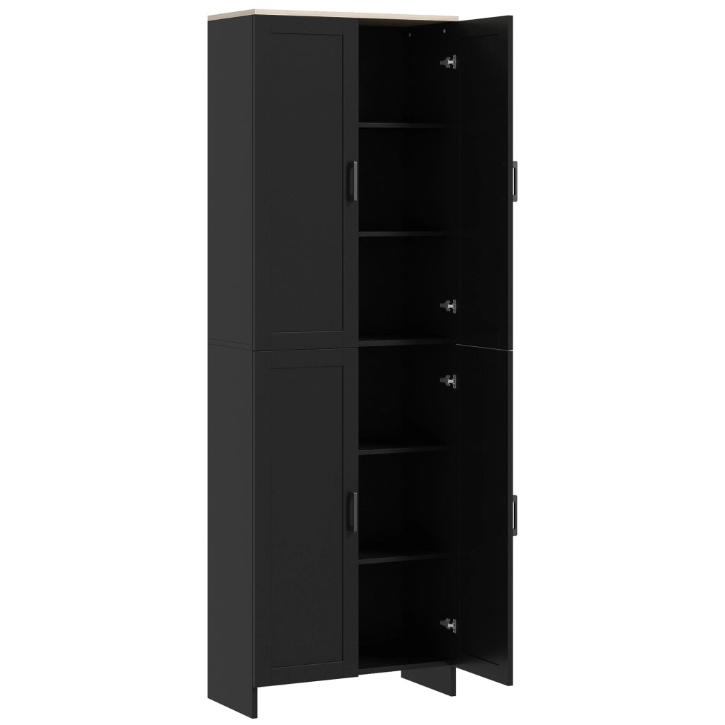 Armadio da Cucina con 4 Ante e Ripiani Aggiustabili ¨C zephmum ¨C Nero 60x30x170 cm