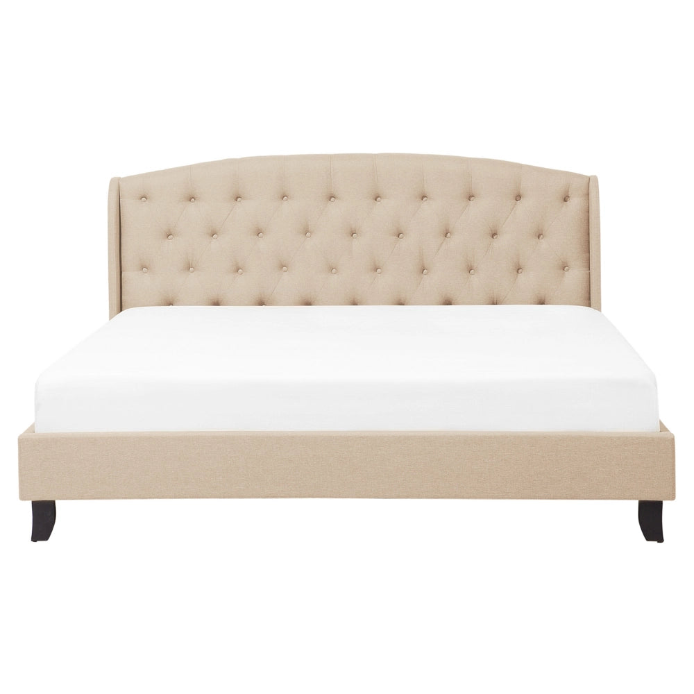 Letto a doghe Tessuto in poliestere beige Poggiatesta imbottito trapuntato 160 x 200 cm Design moderno