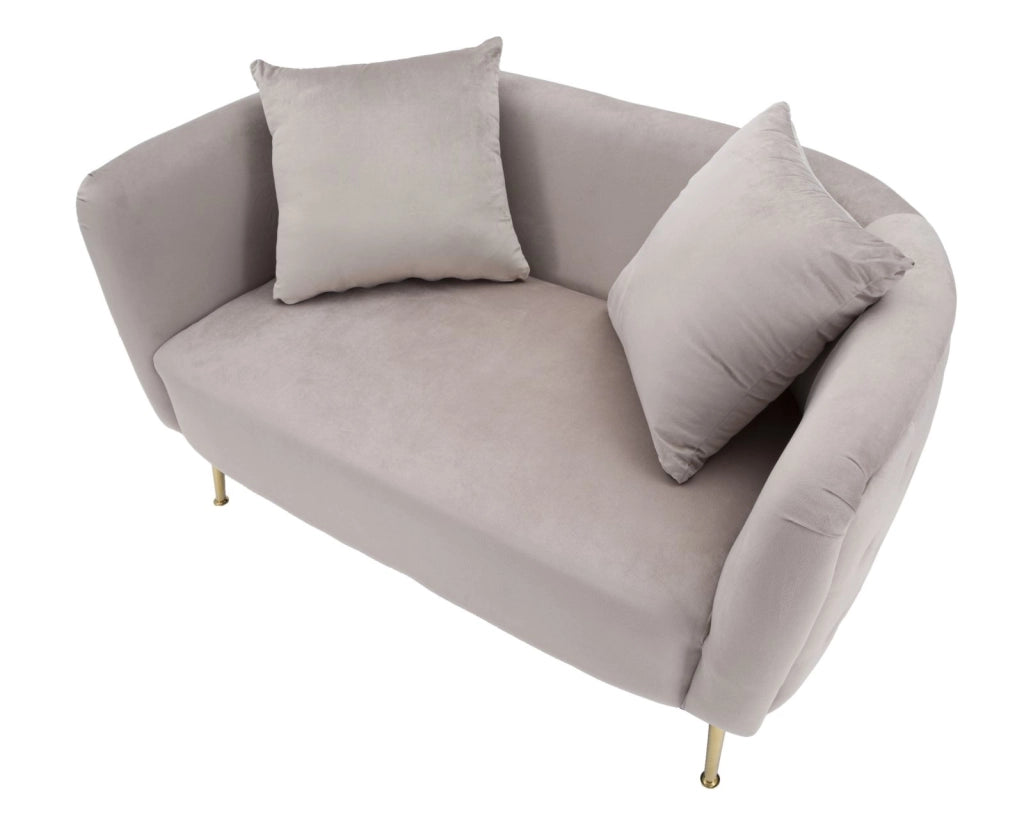 Divanetto in tessuto grigio con gambe dorate cm 127x74x71