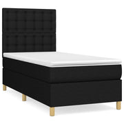 Letto singolo | Letto per adulti | Giroletto a Molle con Materasso Nero 90x190 cm in Tessuto