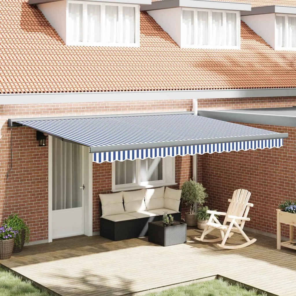 Tenda Retrattile Blu e Bianco 400 × 300 cm Tela e Alluminio 3420196