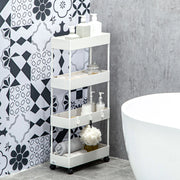 CARRELLO A 4 RIPIANI 40x19x90 cm Bianco in acciaio