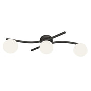 Plafoniera 3 Luci Hel In Accciaio Nero E Sfere In Vetro Bianco
